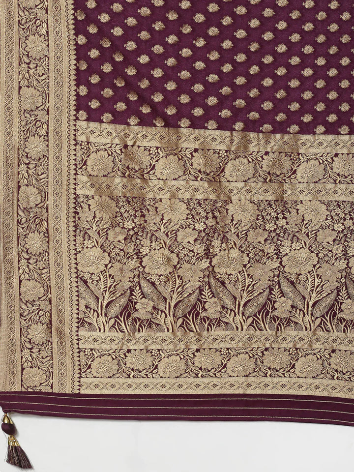 Zari Booti Satin Woven Saree
