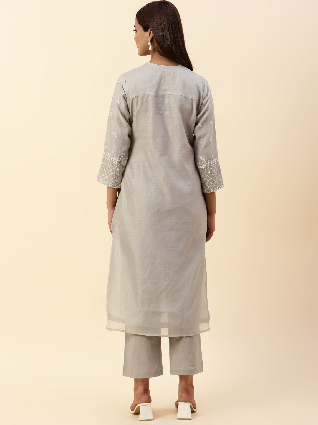 Embroidered Chanderi Kurta With Palazzo