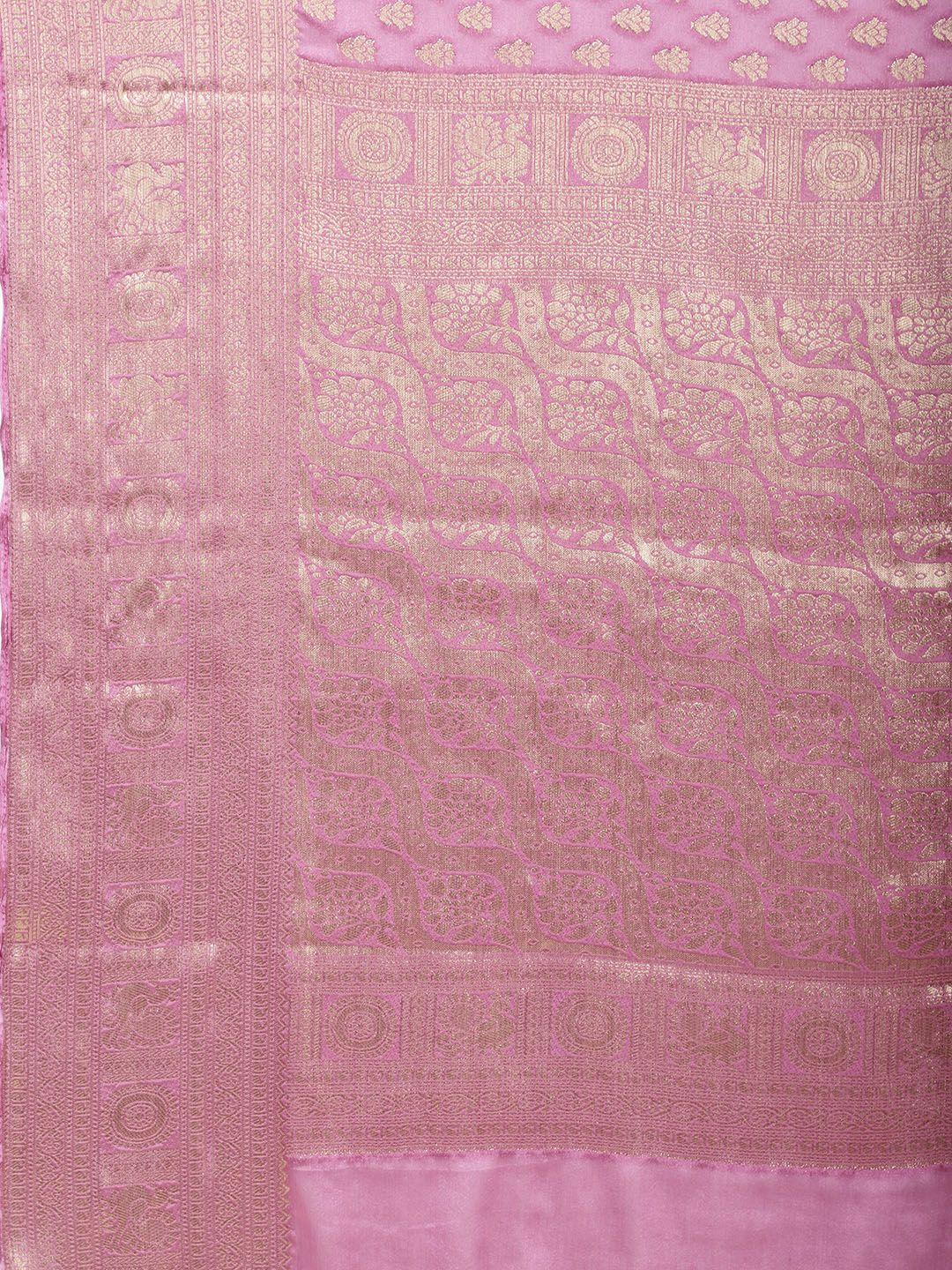 Zari Border Booti Plain Crepe Saree