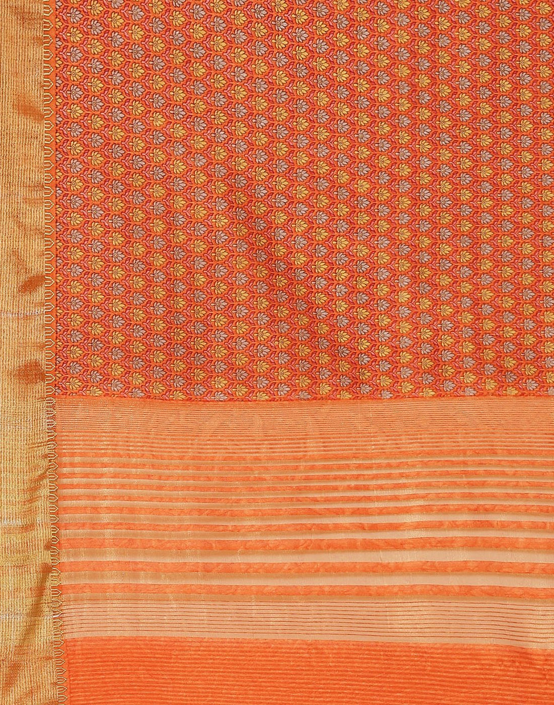 Printed Art Handloom Dupion Zari Booti Border Saree