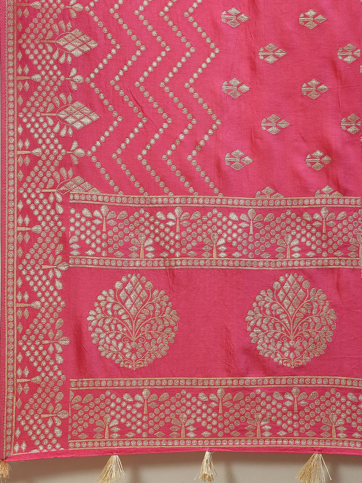 Zari Border Booti Handloom Woven Saree