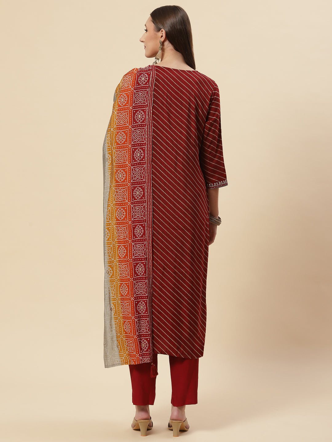 Printed Cotton Kurta With Pants &amp; Dupatta
