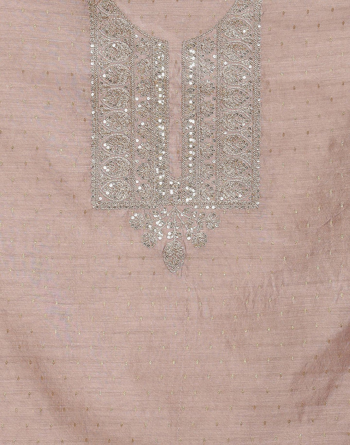 Embroidered Chanderi Suit Piece With Chanderi Banarasi Dupatta