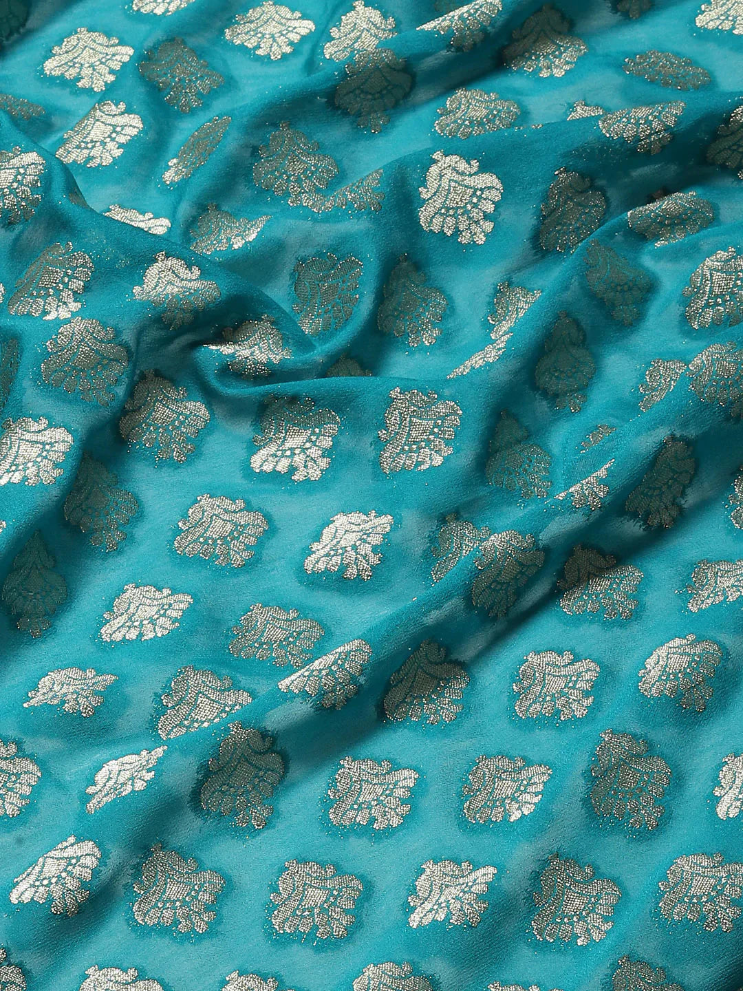 Zari Booti Chiffon Plain Saree