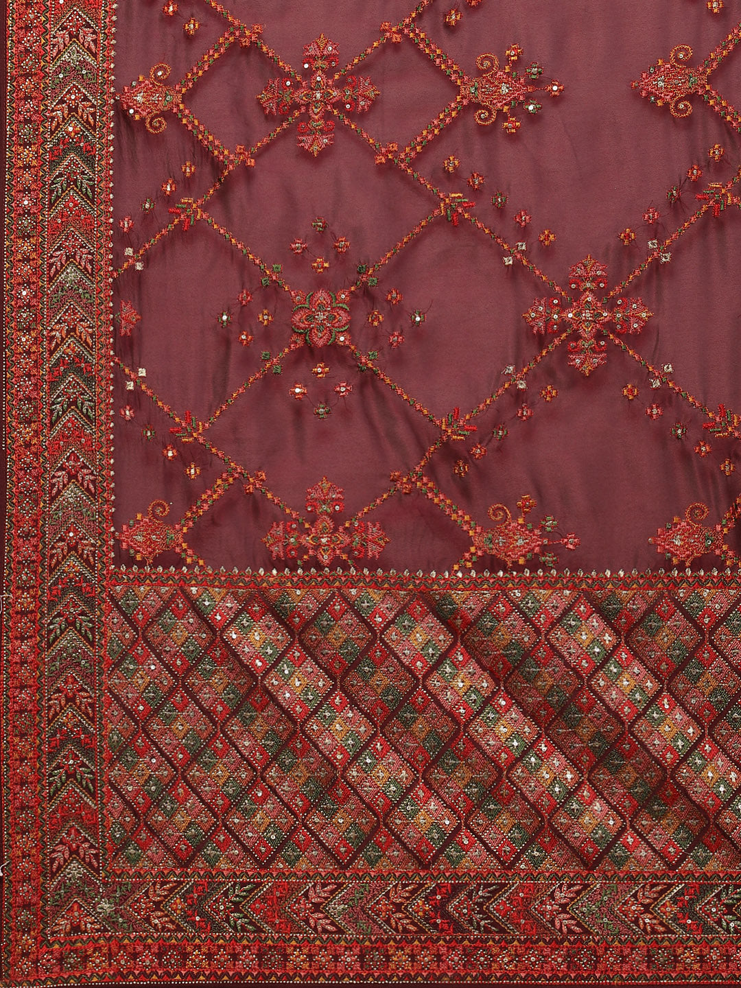 Resham Border Art Georgette Embroidered Saree