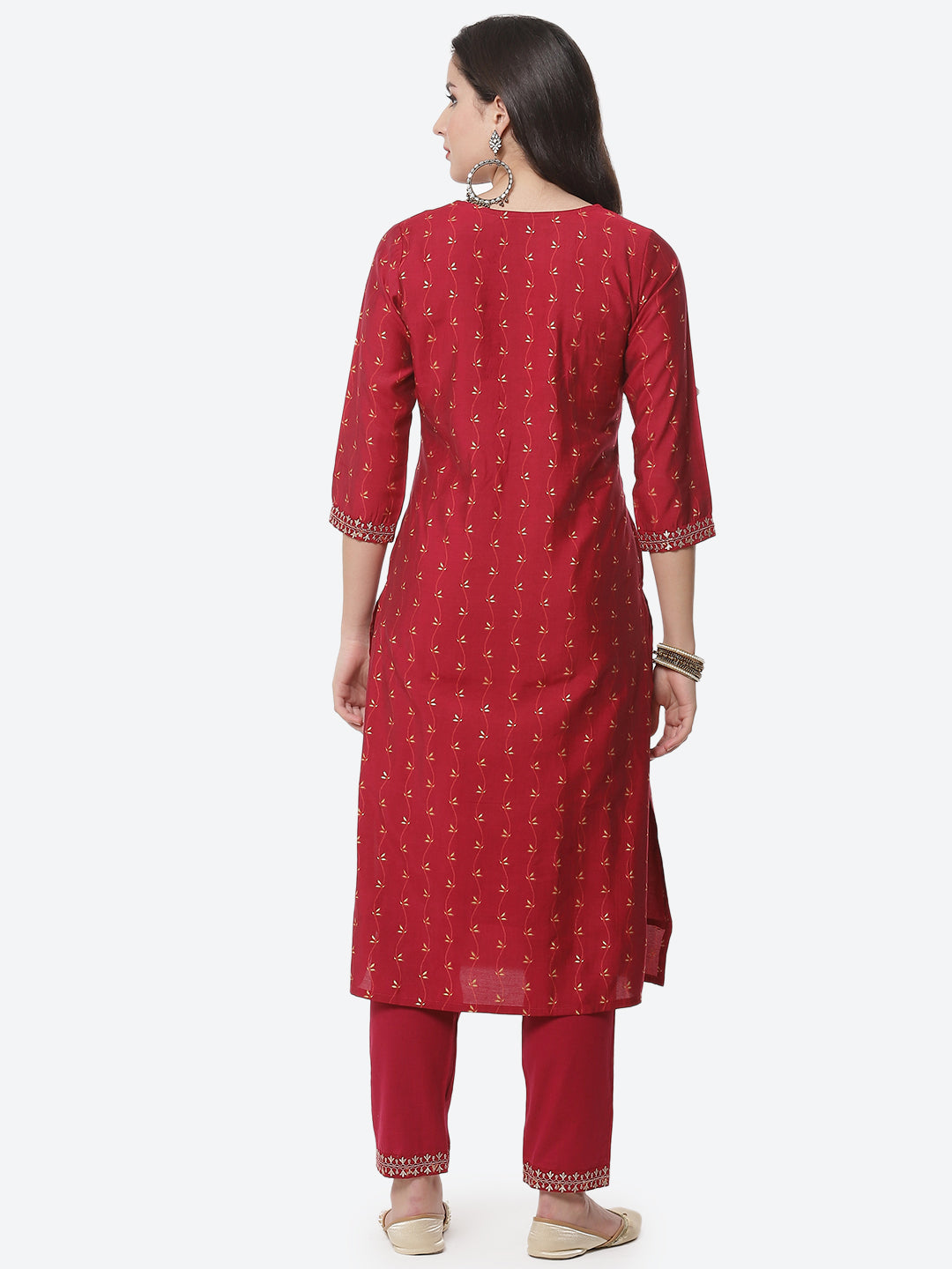 Embroidered Printed Cotton Kurta With Pant