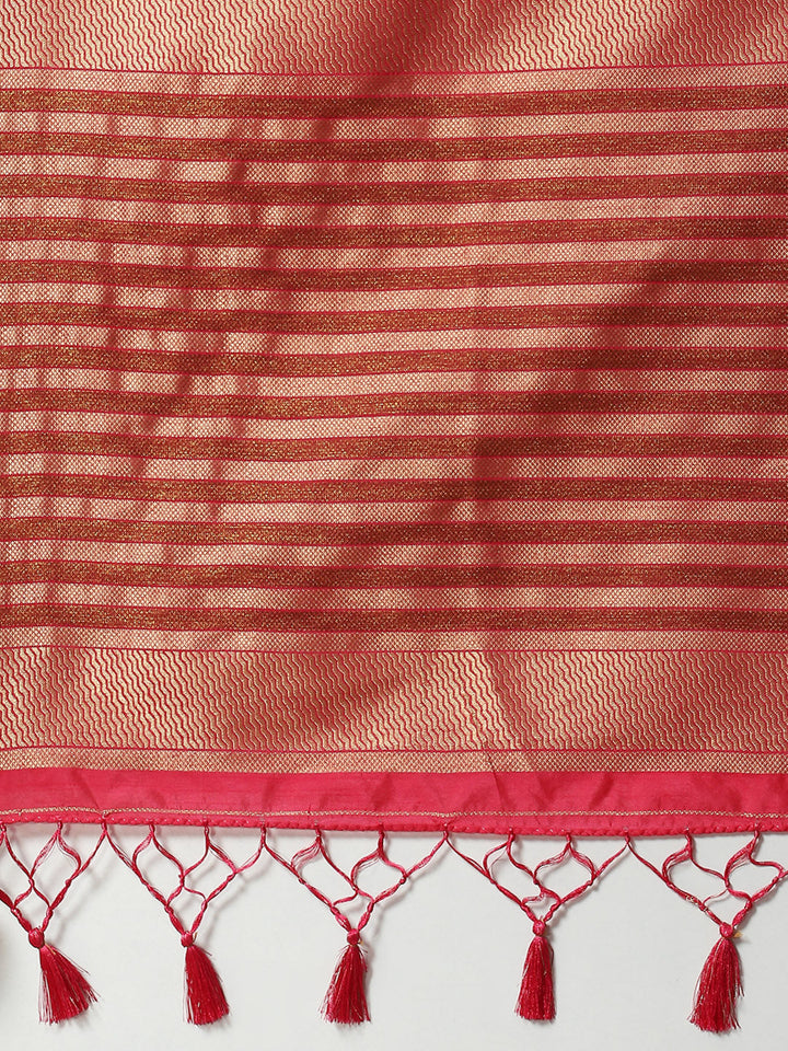 Zari Border Booti Woven Handloom Saree