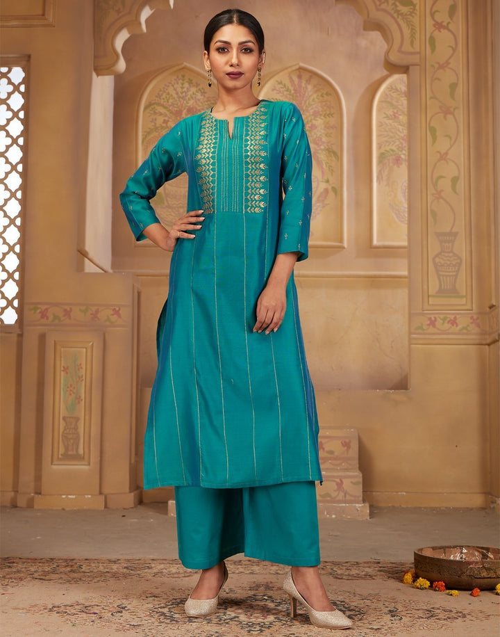 Cotton Chandheri Kurta with Plazzo