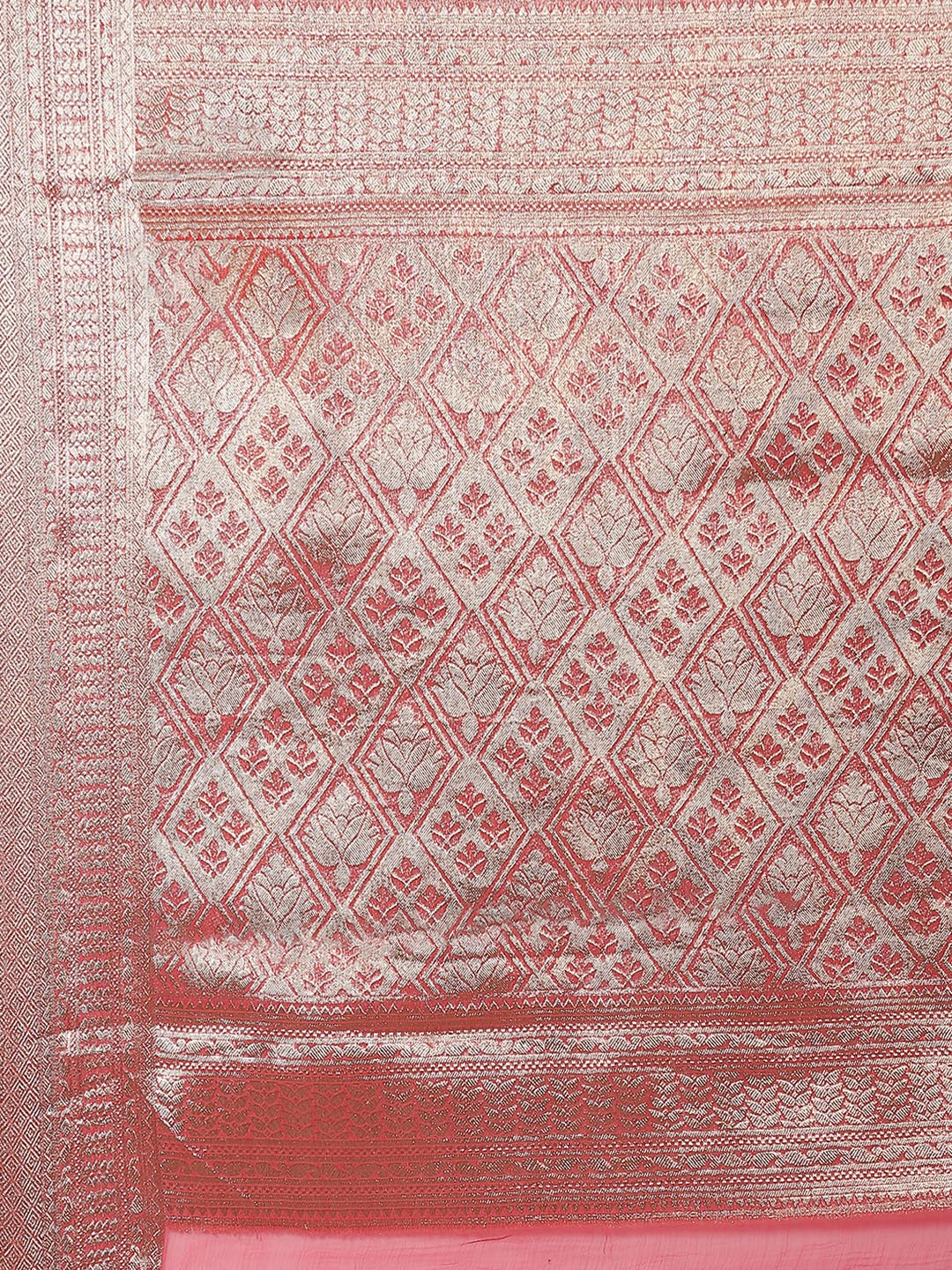Zari Border Booti Chiffon Plain Saree