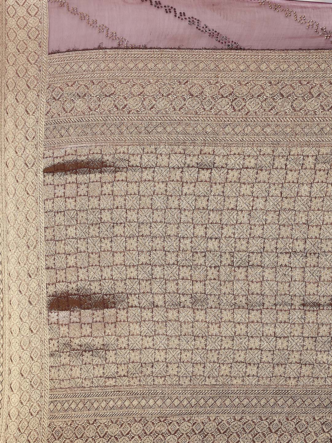 Stone Work Chiffon Plain Saree