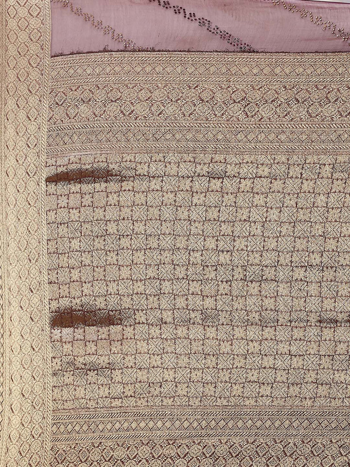 Stone Work Chiffon Plain Saree