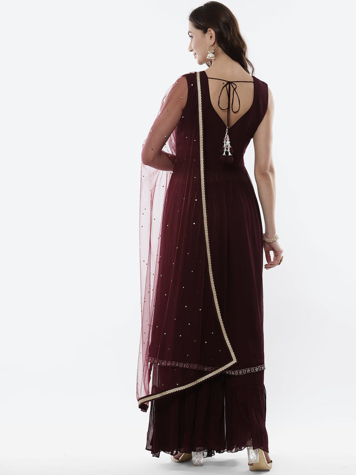 Resham Mirror Booti Georgette Stitched Salwar Kameez With Net Dupatta