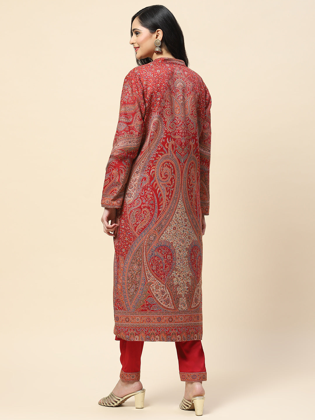 Resham Jaal Woven Pashmina Kurta With Pants &amp; Jacket
