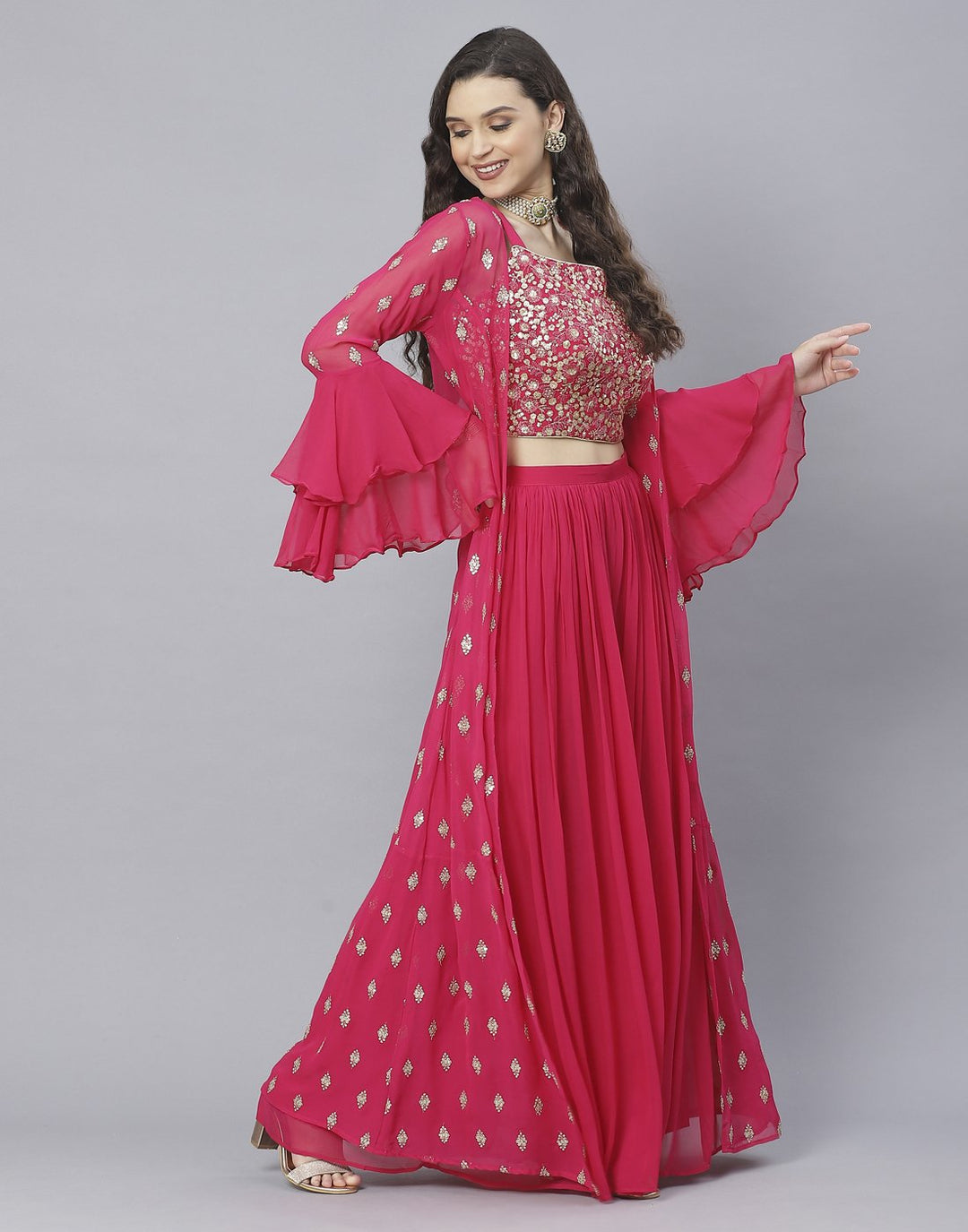 Rani Georgette Salwar Kameez with Shrug