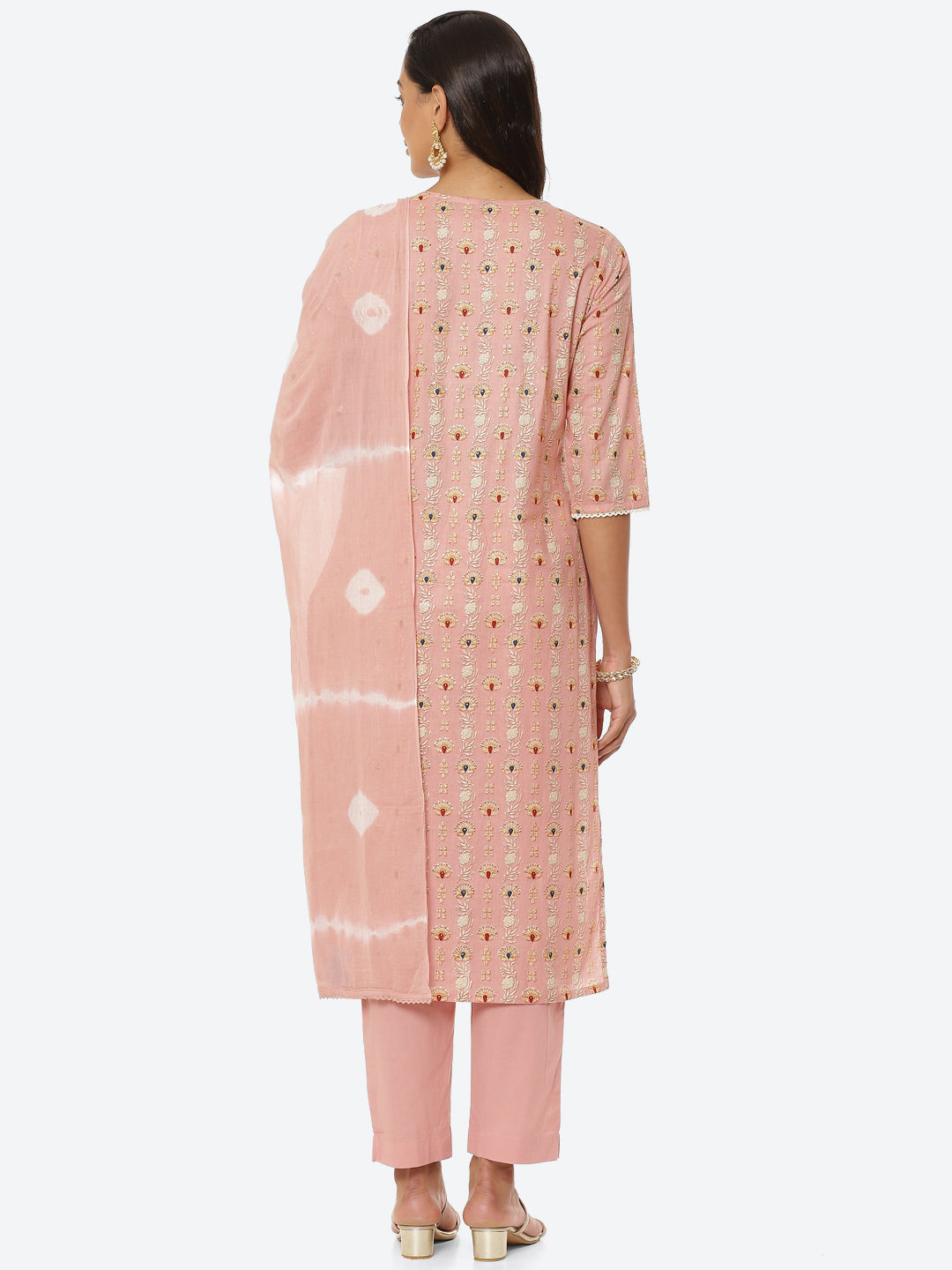 Floral Printed Cotton Kurta With Pant &amp; Cotton Dupatta