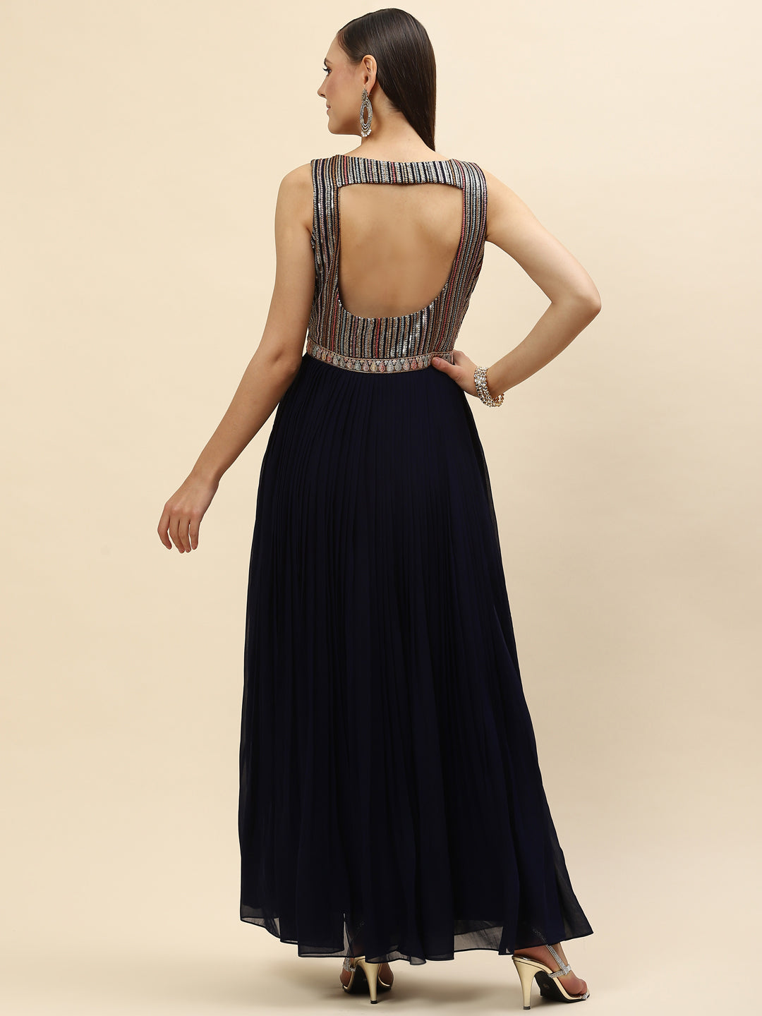 Sequin Georgette Gown Dress