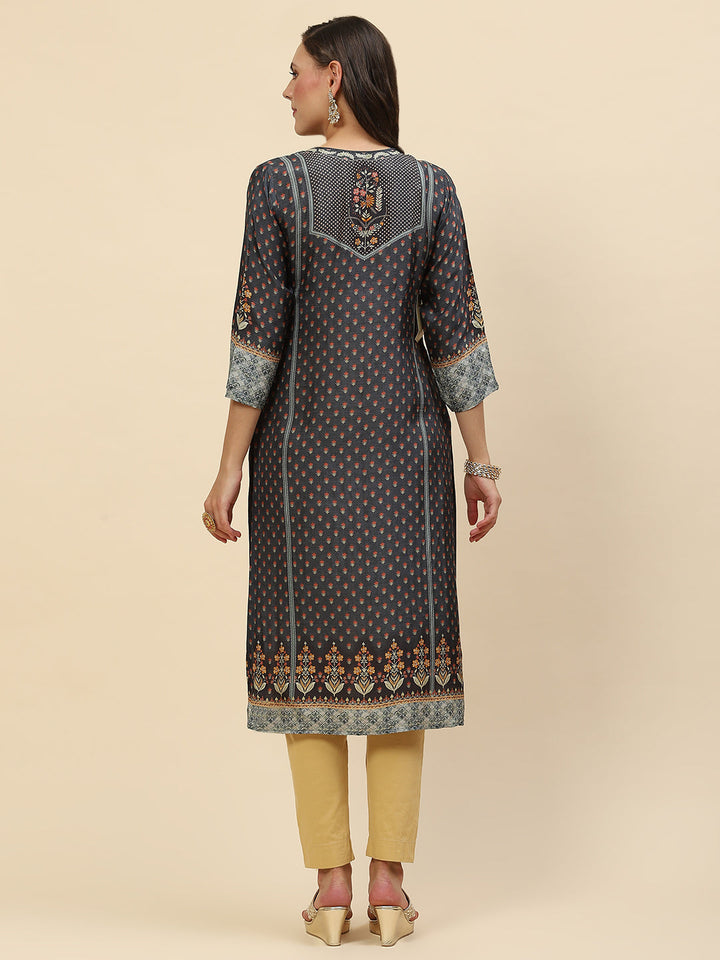Neck Embroidered &amp; Printed Handloom Kurta