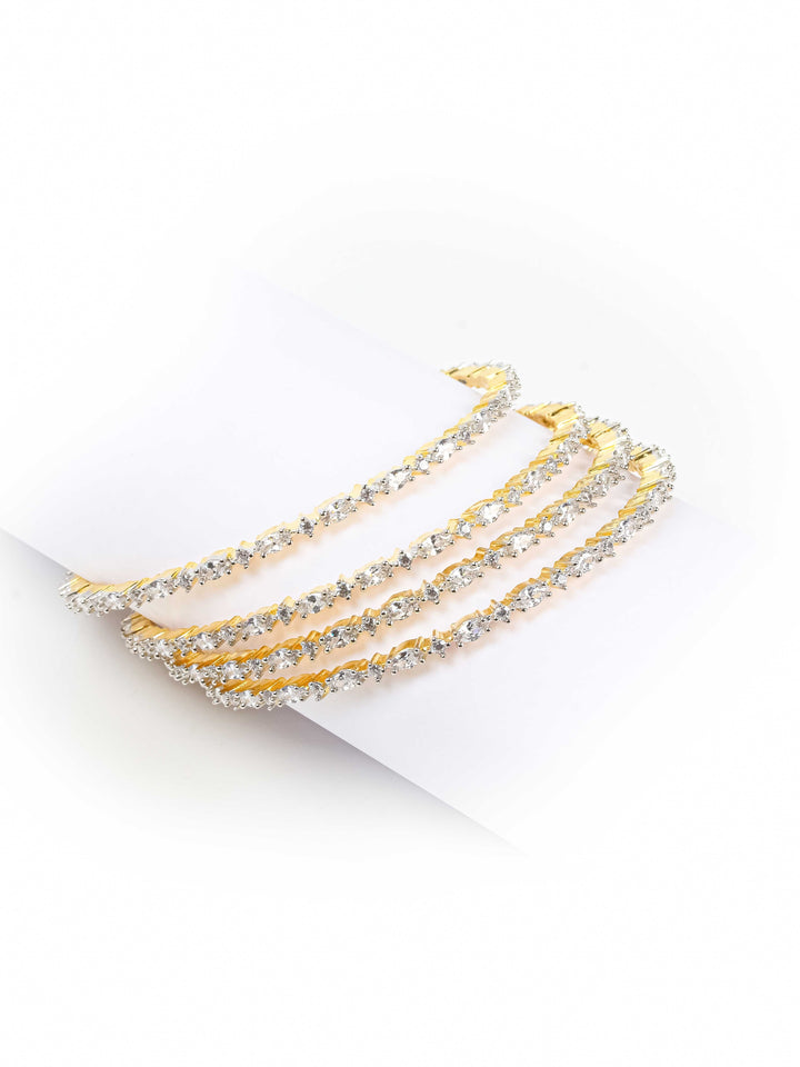 Gold &amp; White AD Bangles Set