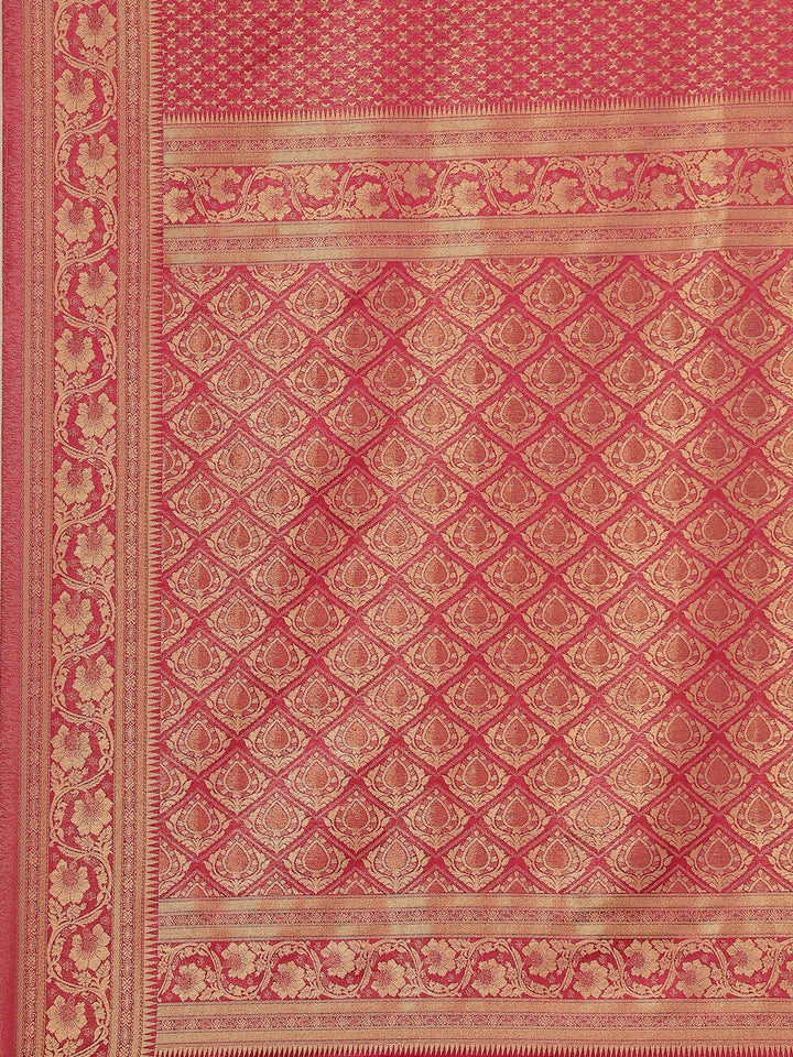 Brocade Zari Booti Satin Woven Saree