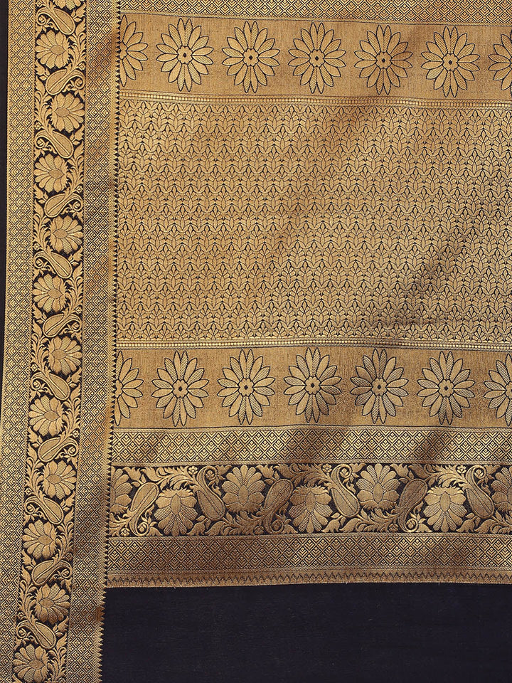 Zari Border Booti Art Handloom Saree With Running Blouse