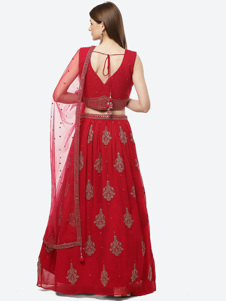Resham Mirror Georgette Lehenga With Choli and Net Booti Dupatta