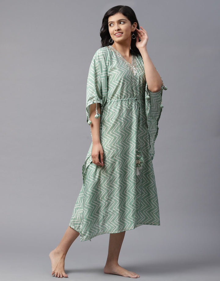 Bandhini Print Kaftan with Gota Work