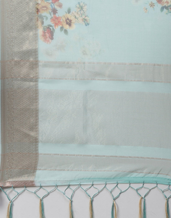 Digital Floral Printed Organza Saree