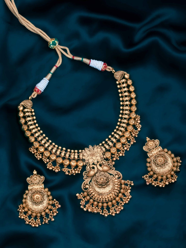 Gold Plated Kundan Necklace With Earrings
