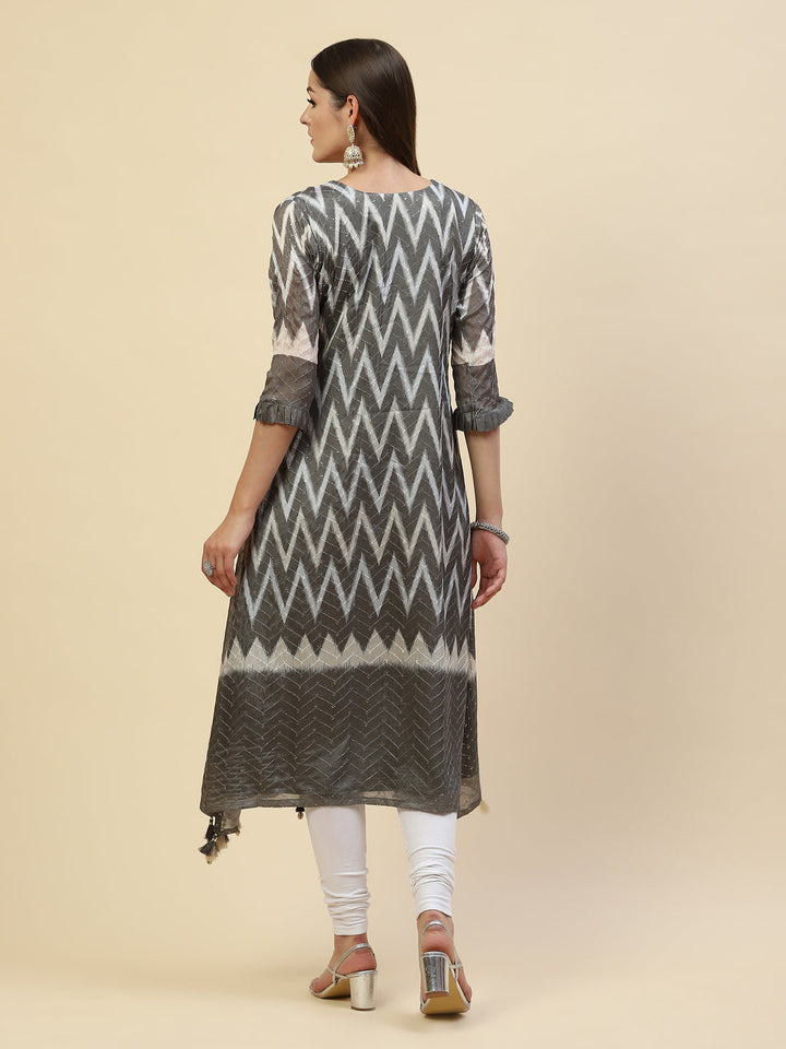 Resham Mirror Chiffon Kurta