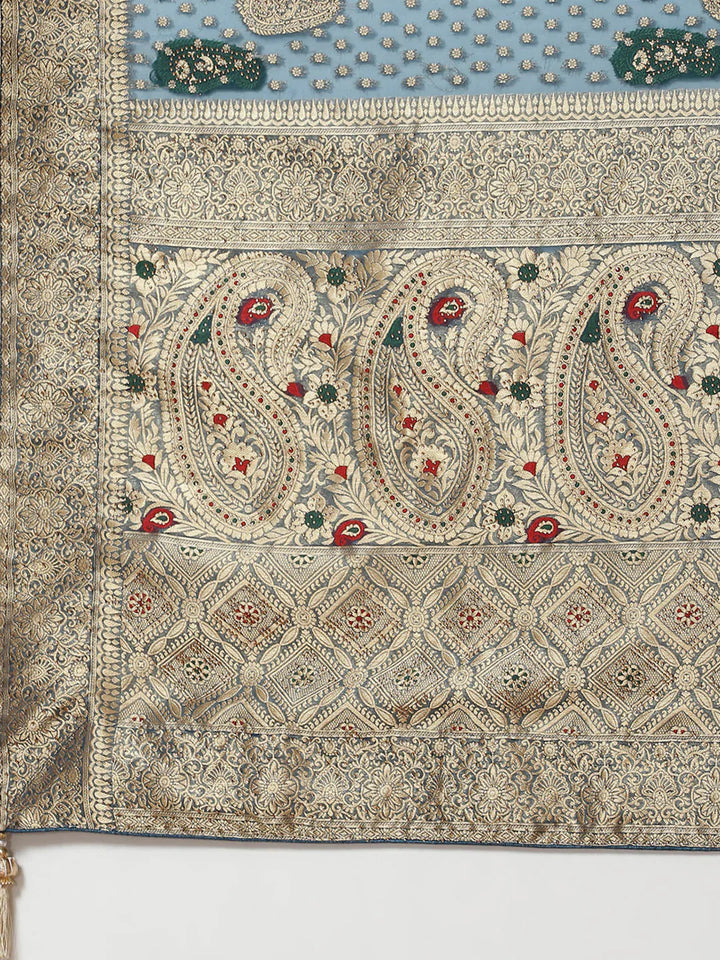 Booti Work Organza Woven Saree