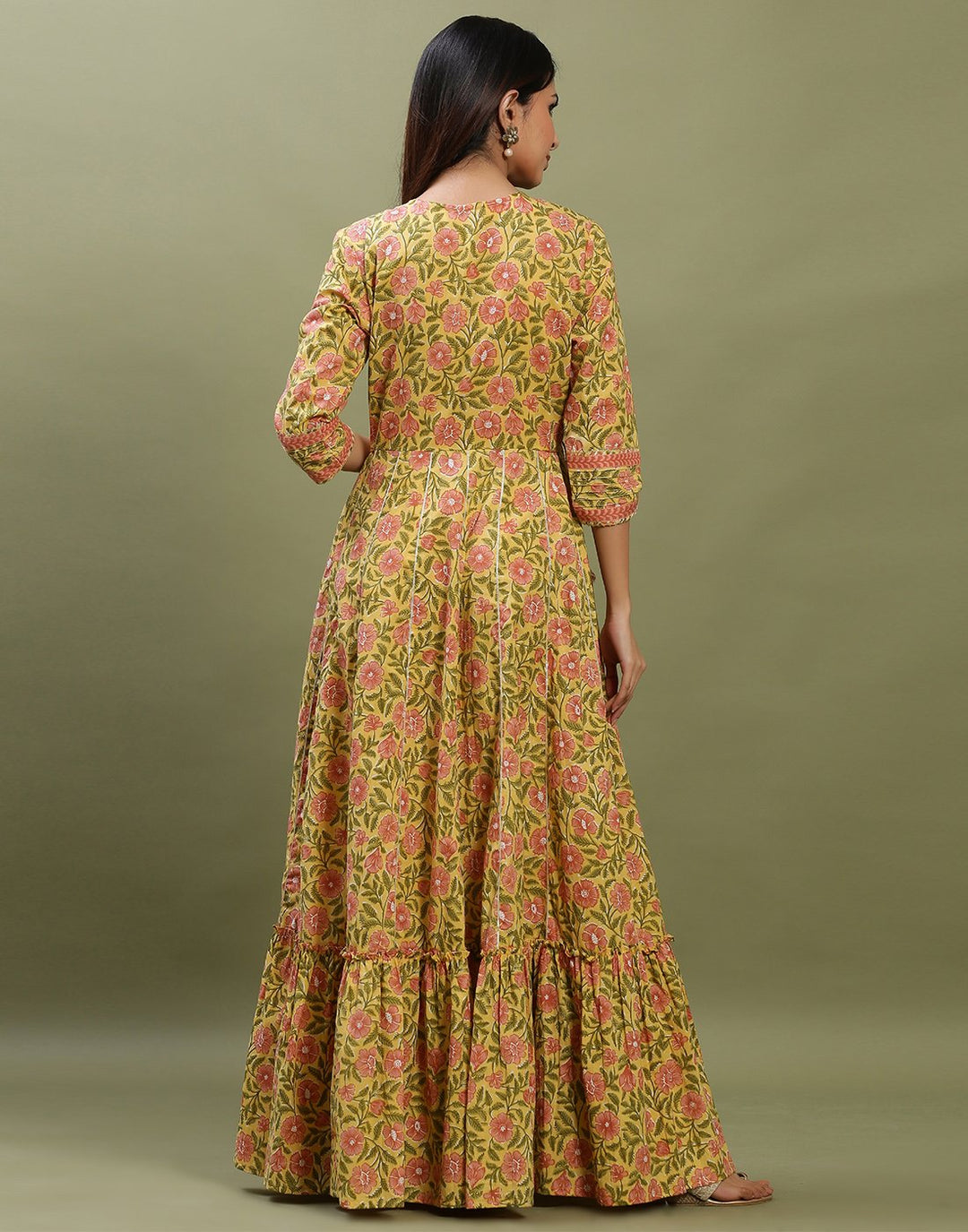 Printed Cotton Anarkali Gota Trim Kurti