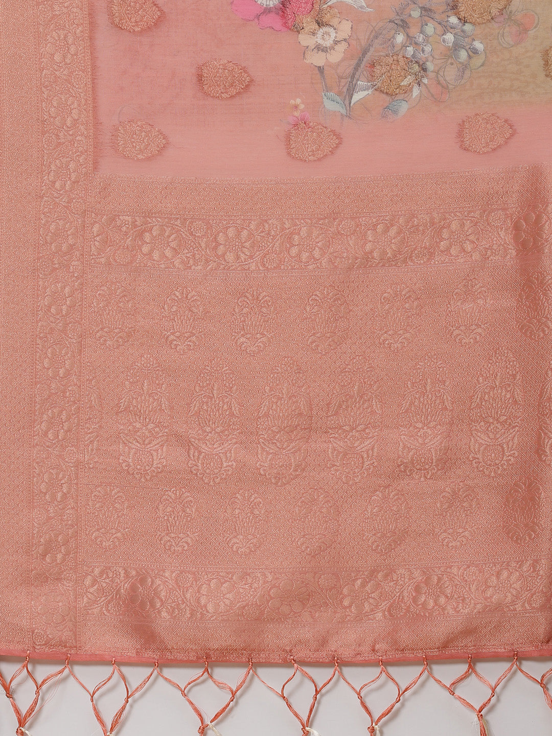 Floral Digital Printed Banarasi Jaal Cotton Saree