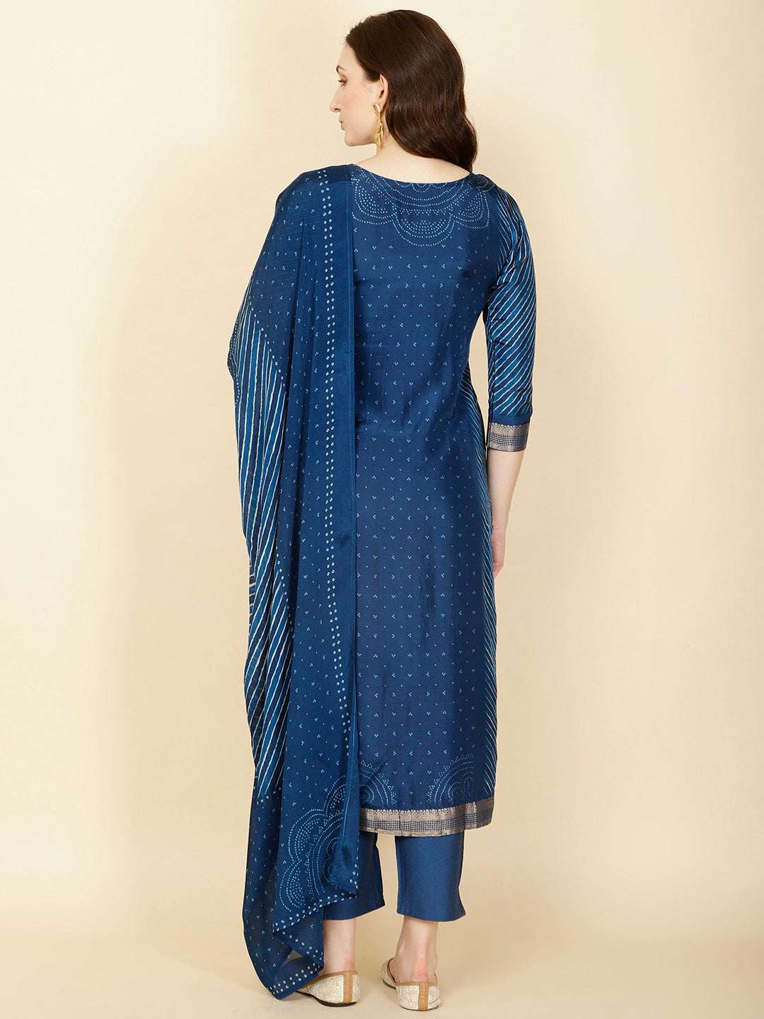 Abstract Printed Handloom Kurta With Pants &amp; Dupatta