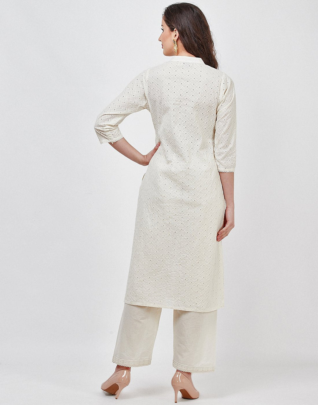 Cream Cotton Kurti with Palazzo