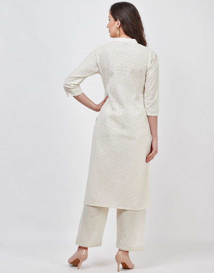 Cream Cotton Kurti with Palazzo