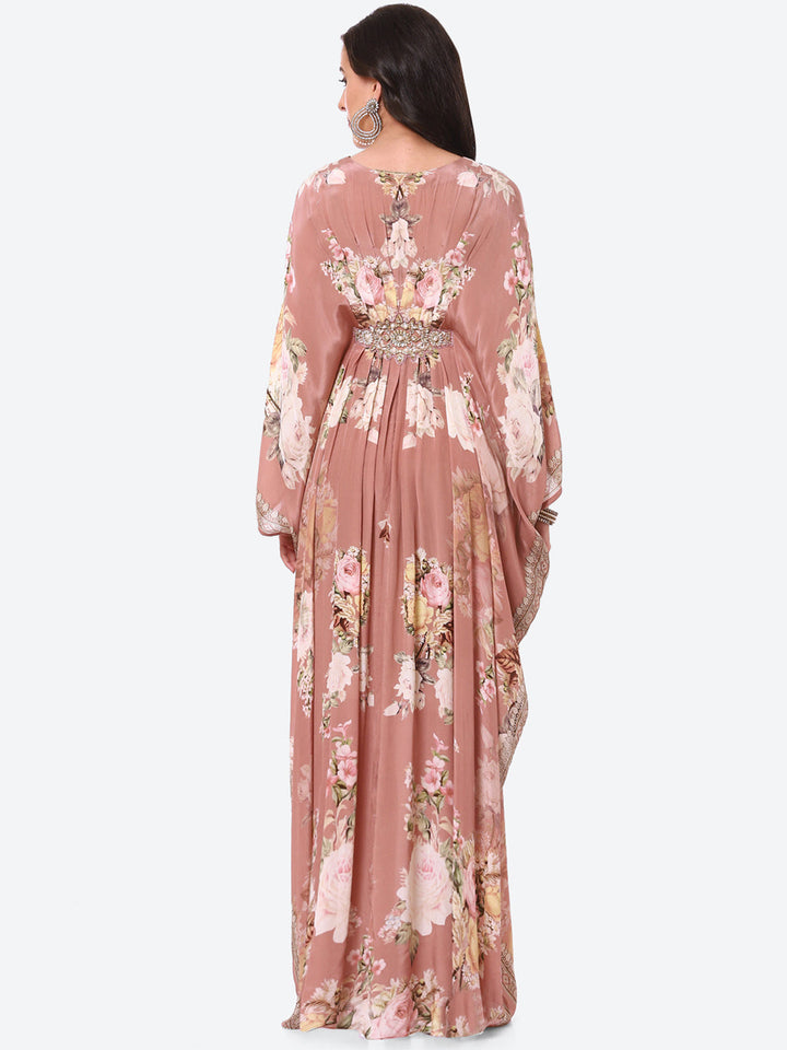 Floral Printed Crepe Kaftan Dress