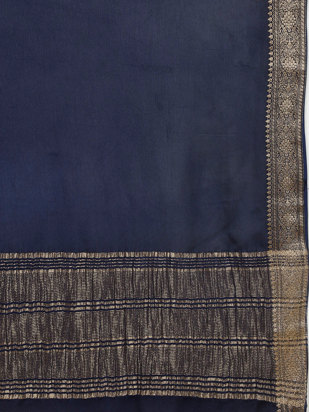 Plain Zari Border Crepe Saree