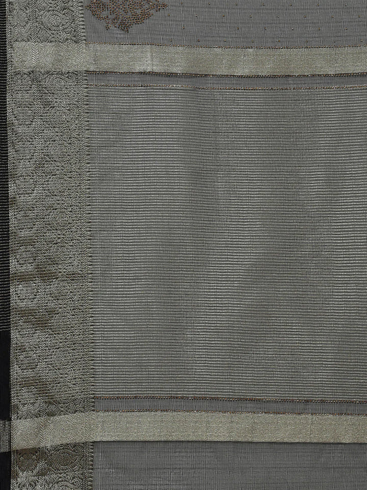 Stone Work Organza Plain Saree