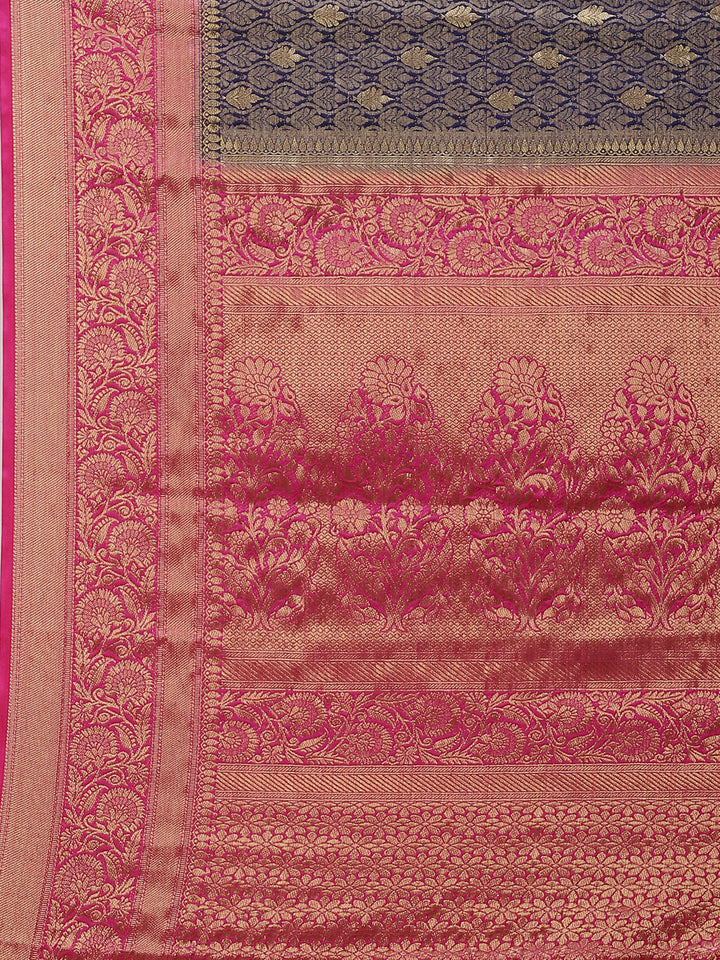 Brocade Zari Booti Art Handloom Woven Saree