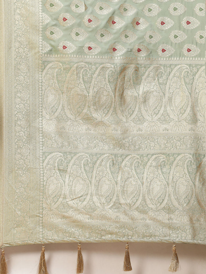 Zari Border Booti Handloom Woven Saree