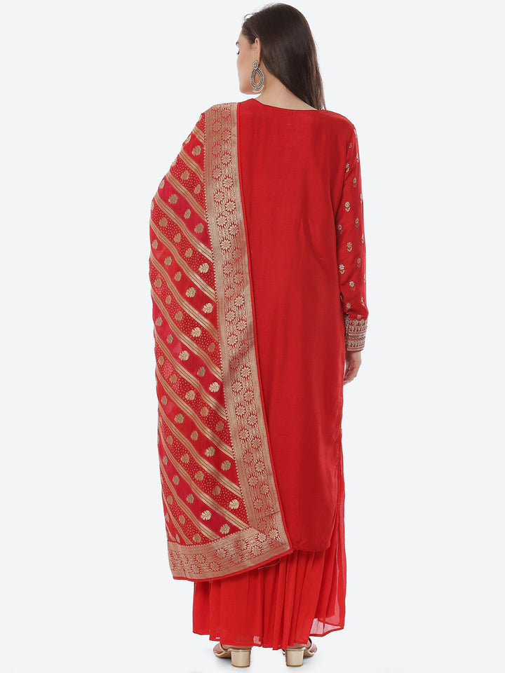 Zari Booti Neck Zari Embroidered Handloom Kurta With Garara &amp; Dupatta