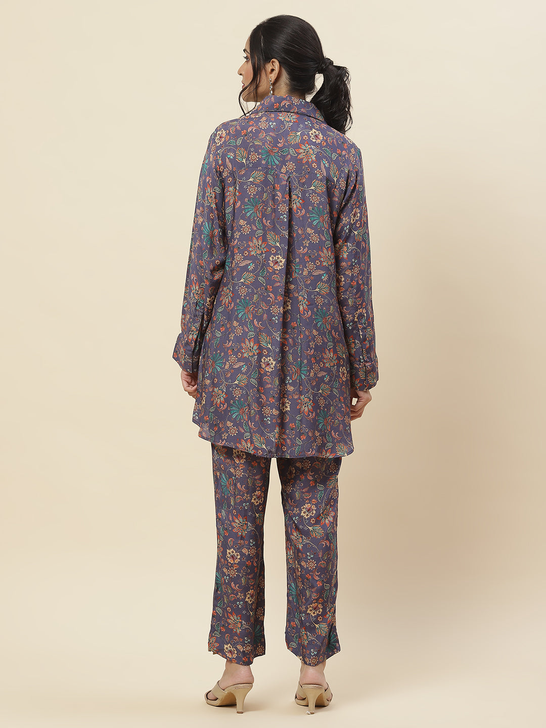 Floral Printed Muslin Kurti With Pants