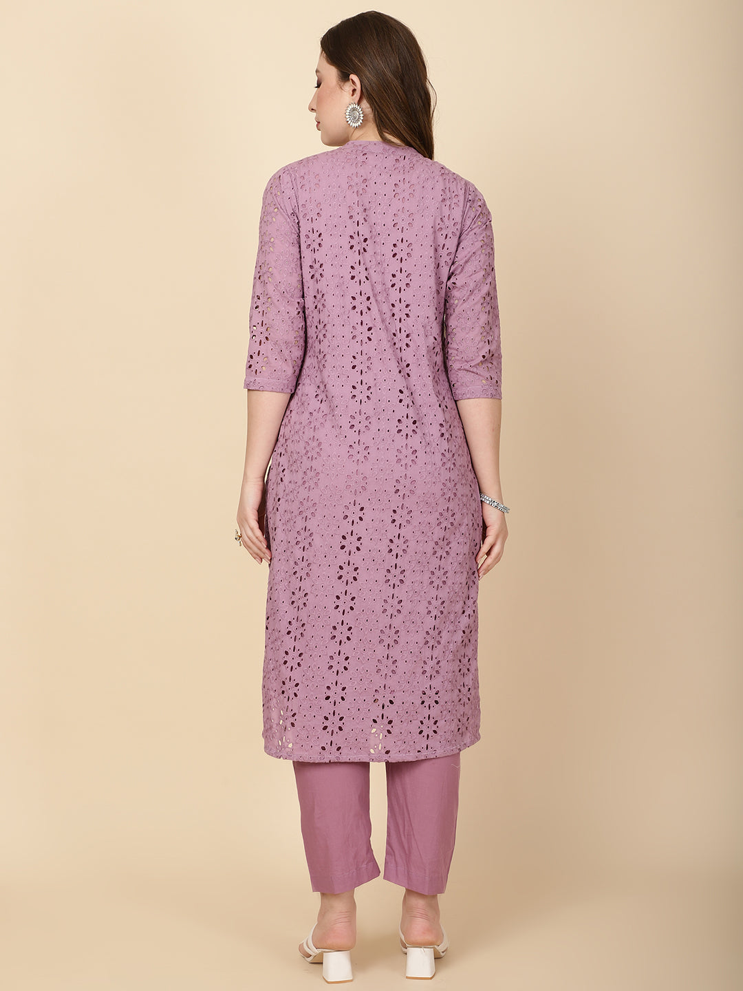 Schiffli Embroidery Cotton kurta With Pants