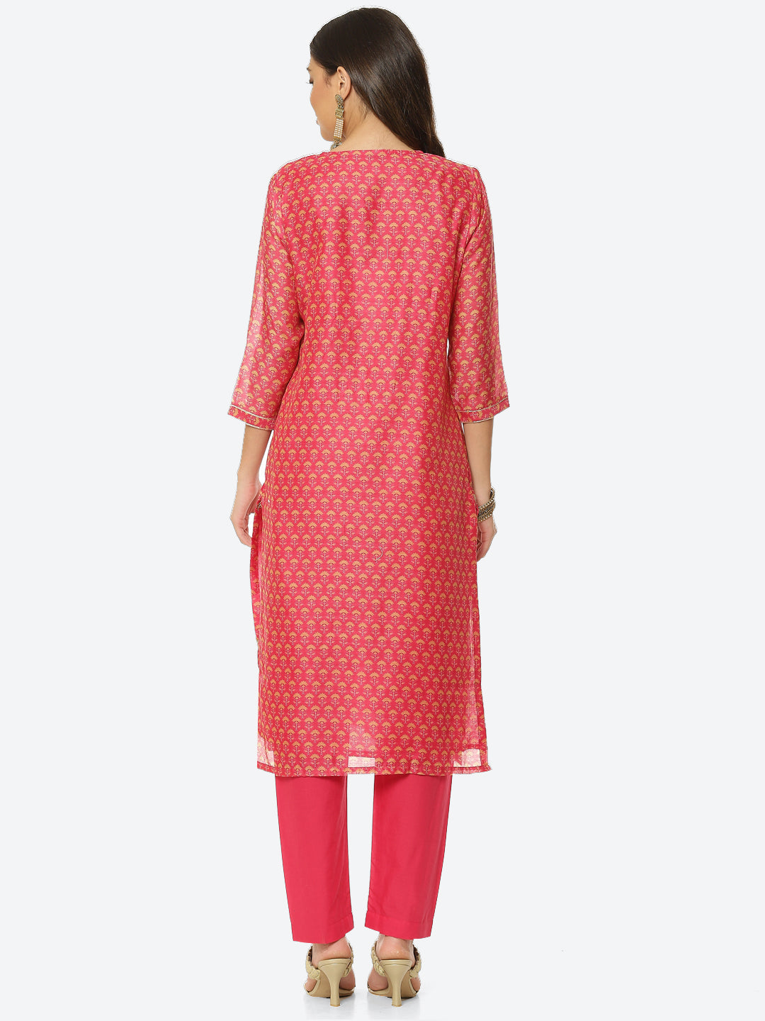 Gota Work Printed Chanderi Kurta With Pant
