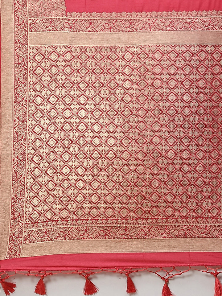 Zari Border Booti Art Handloom Woven Saree