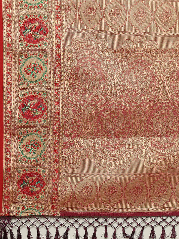 Zari Border Booti Cotton Woven Saree