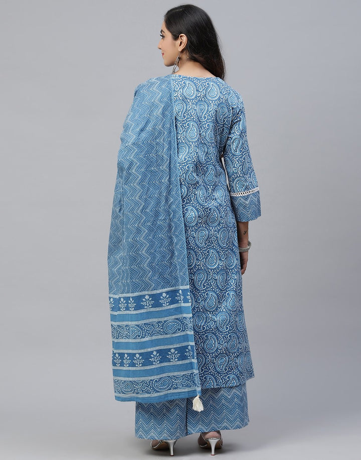 Printed Stitched Cotton Salwar Kameez With Dupatta