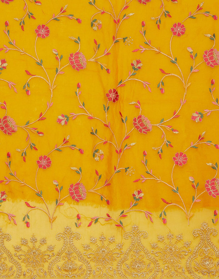 Resham Jaal Embroidered Organza Suit Piece With Dupatta