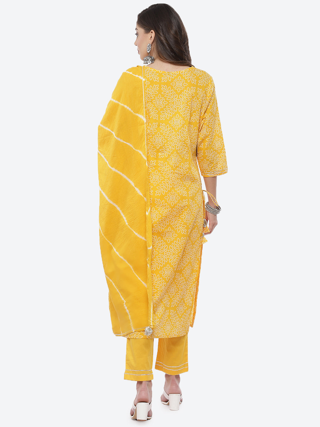 Resham Mirror Booti Cotton Stitched Salwar Kameez With Chiffon Dupatta