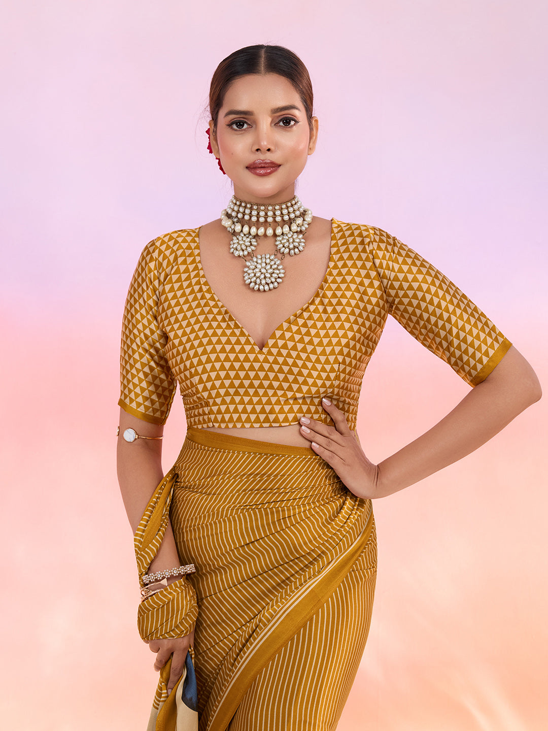 Printed Satin Saree